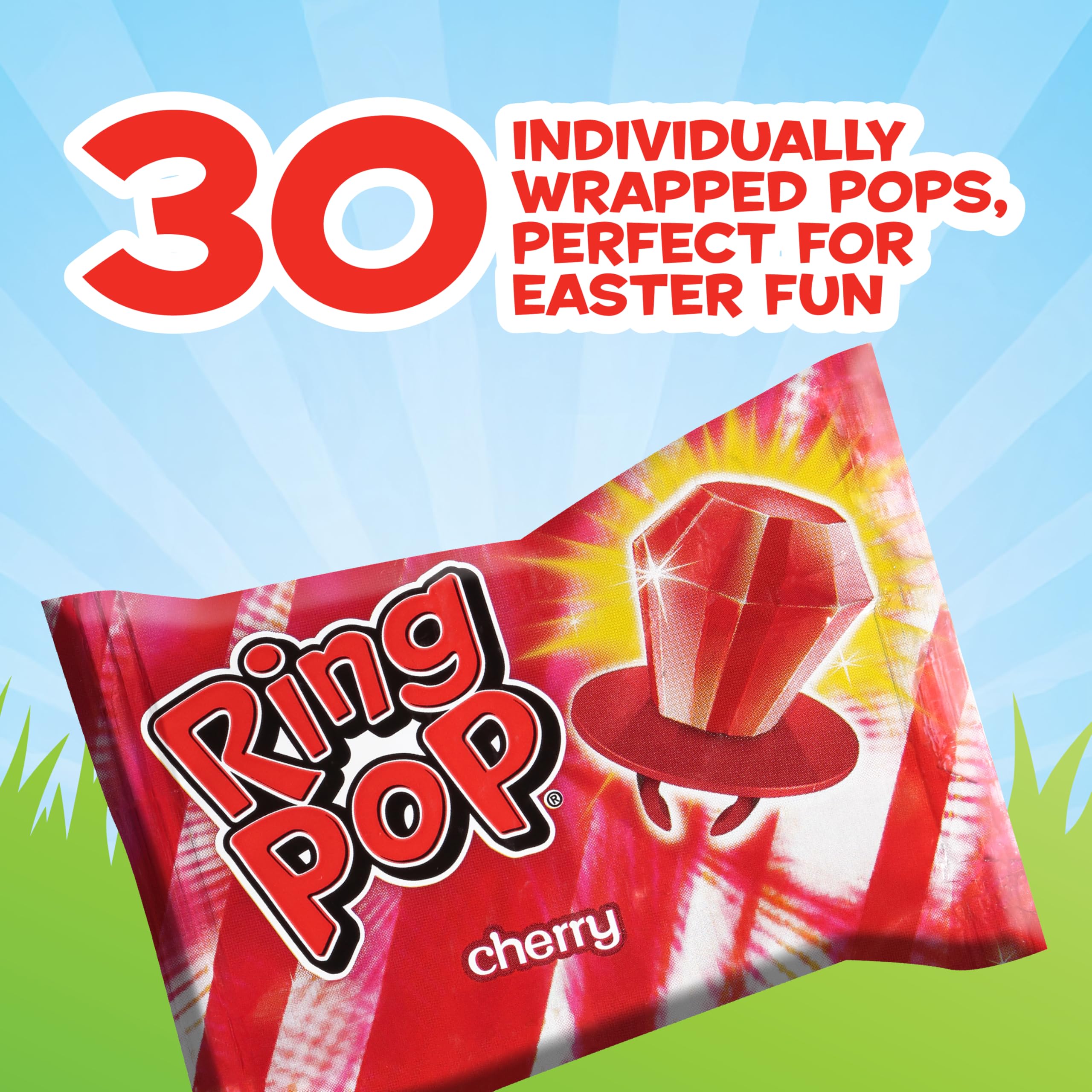 Ring Pop Colorfest Red cherry lollipop bulk pack for sharing at events.