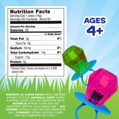Ring Pop variety bag opened, highlighting 50 individually wrapped lollipops for party favors