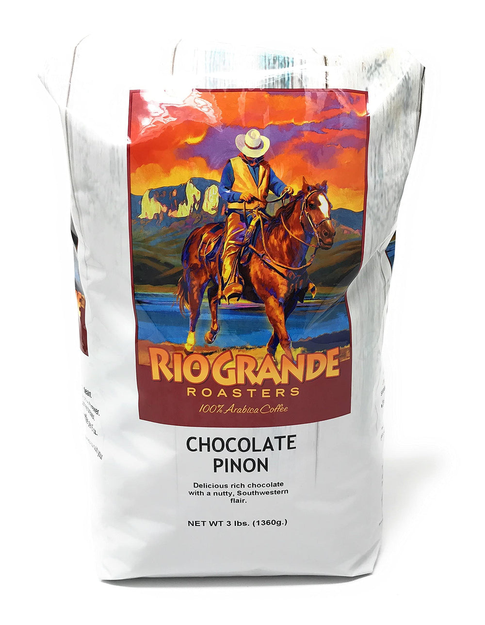 Rio Grande Roasters Chocolate Pinon coffee whole beans, rich aroma ideal for espresso and drip brewing