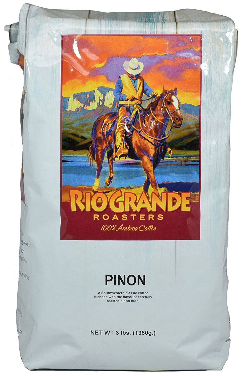 Rio Grande Roasters Pinon 3lb bag whole bean coffee with nutty aroma for everyday brewing