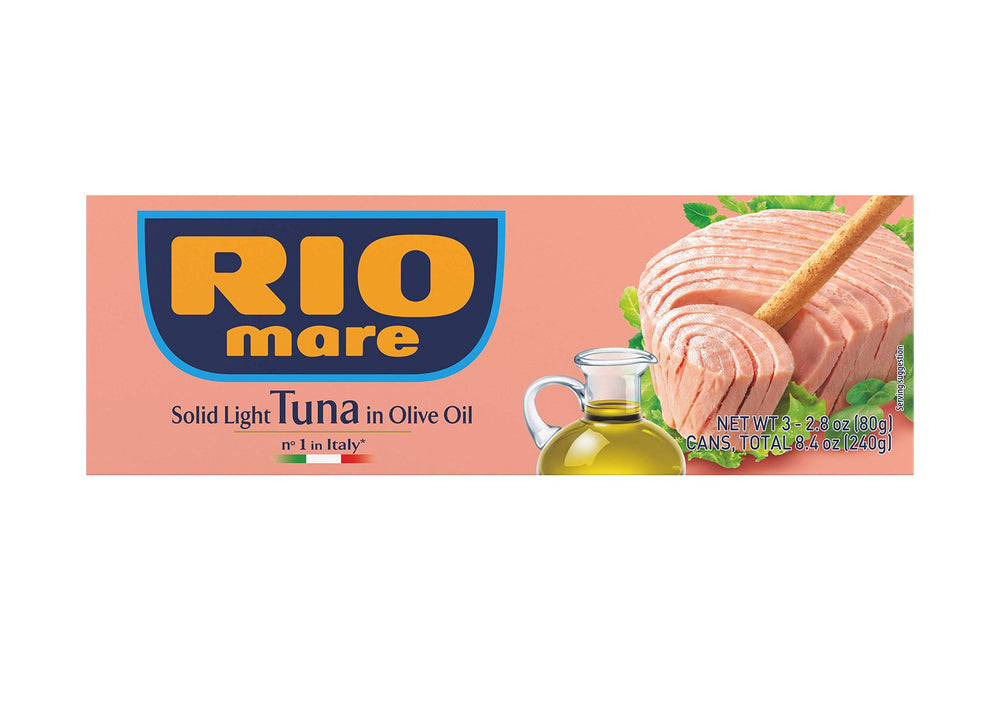 Rio Mare tuna in olive oil can 3-pack, perfect for quick, protein-packed meals.