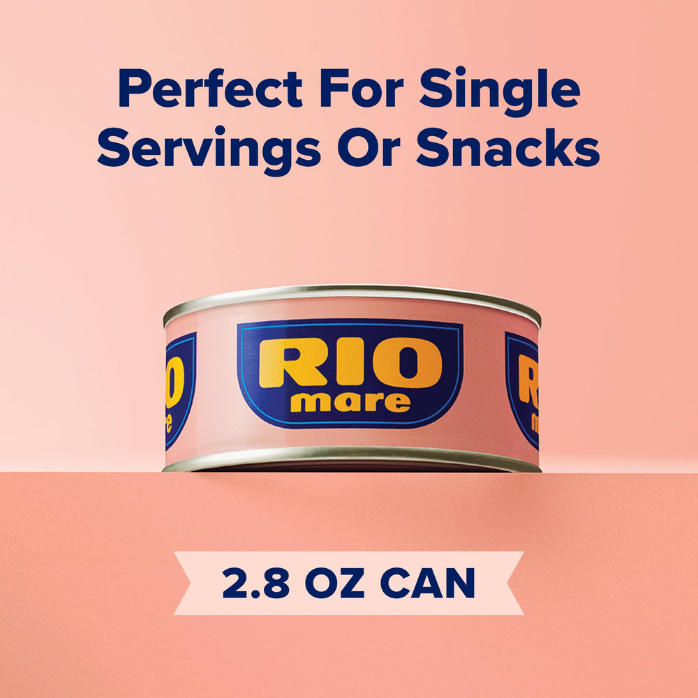 Rio Mare opened can with oil drizzle suggesting rich aroma.