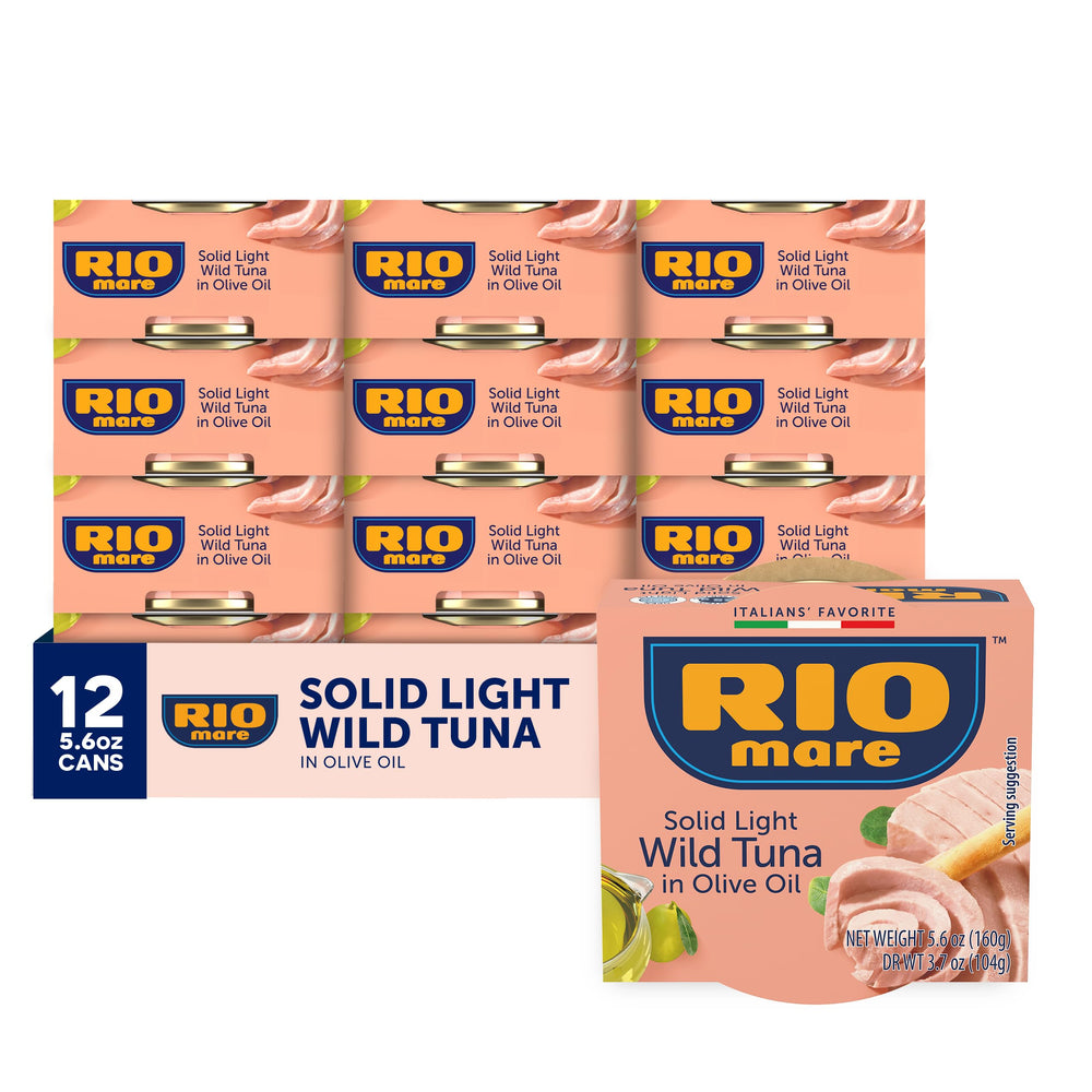 Rio Mare solid light skipjack tuna in olive oil can, quick protein-rich meals.