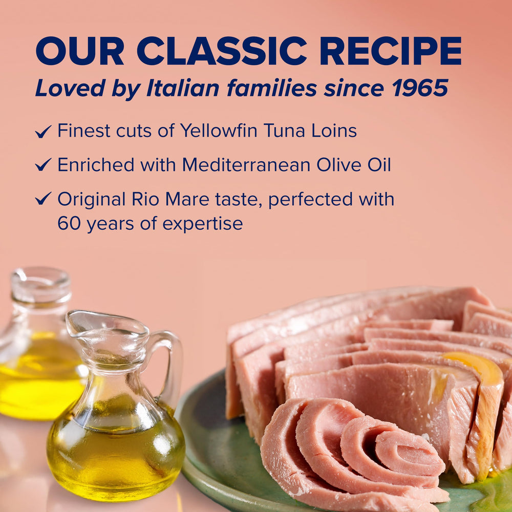 Rio Mare sustainably wild caught tuna indicating responsible sourcing.