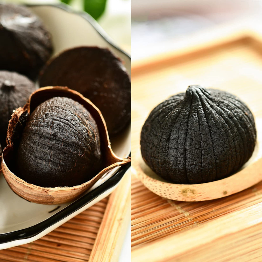 RioRand black garlic being added to a dish for depth of flavor.