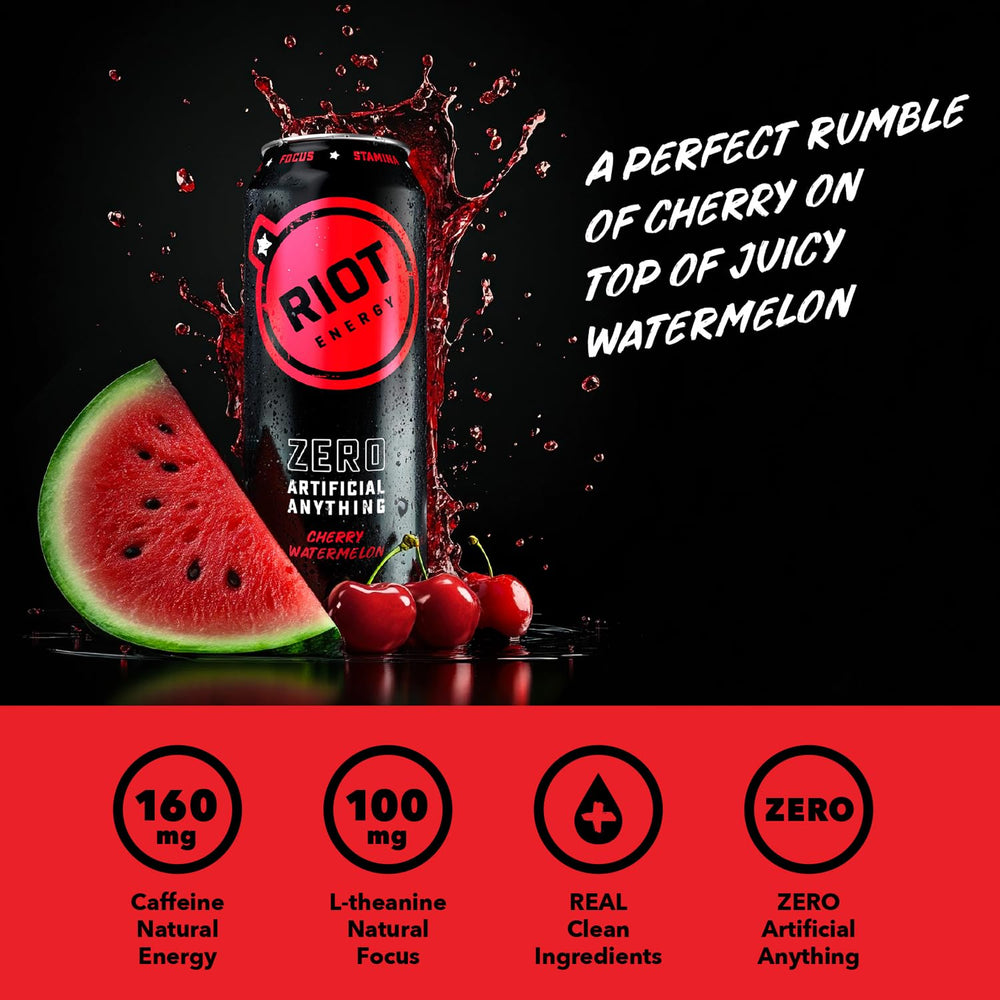 RIOT Energy ingredients close-up featuring green tea and elderberry for natural energy.