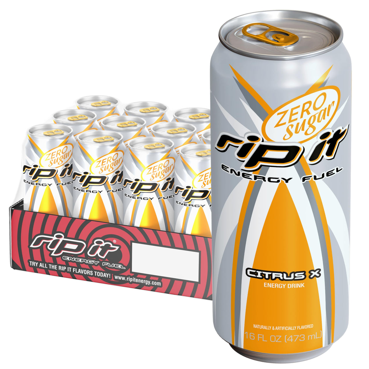 Rip-It Citrus X Zero Sugar 16oz can for an energizing workout boost