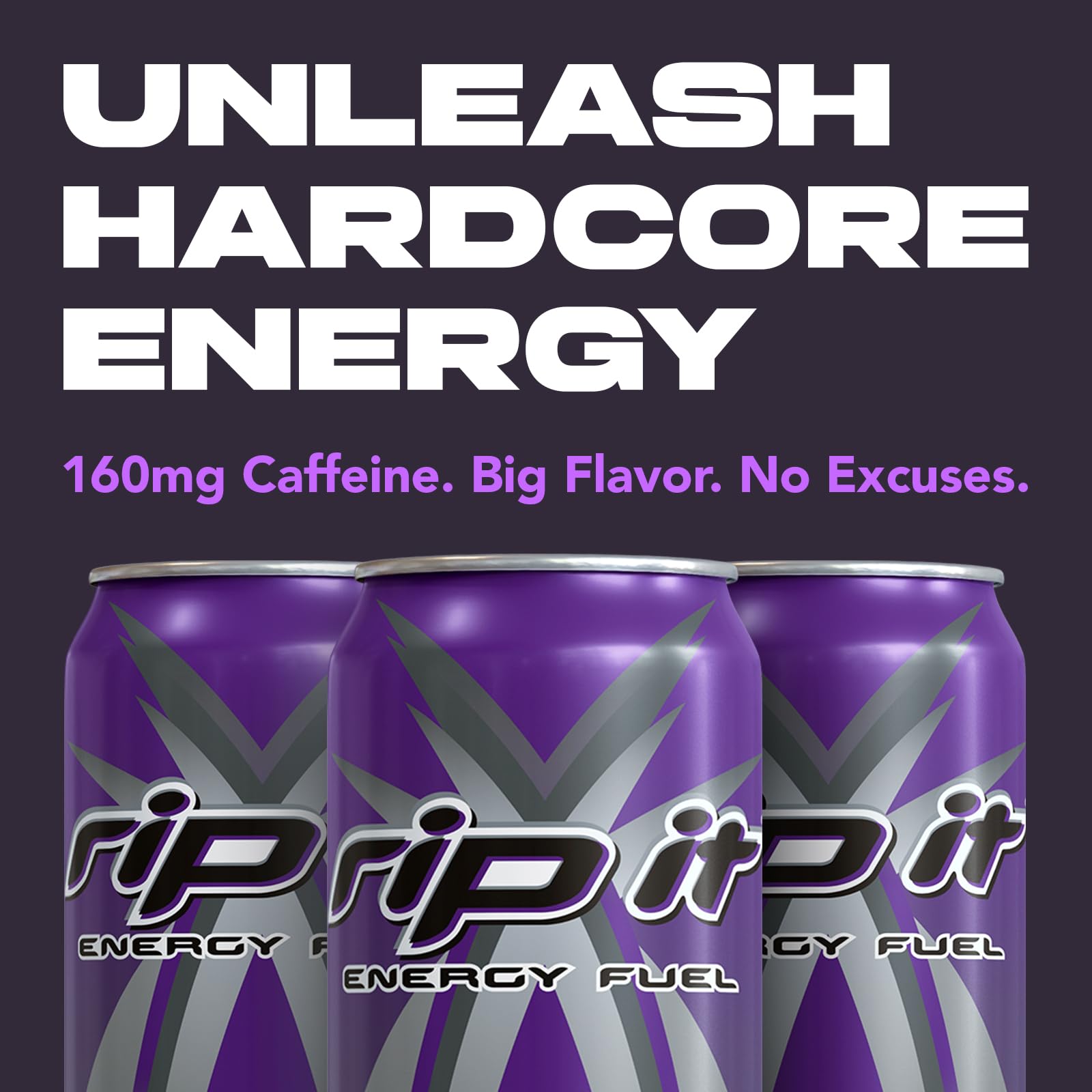Rip It G-Force grape 12-pack on display, ready for the busy day ahead