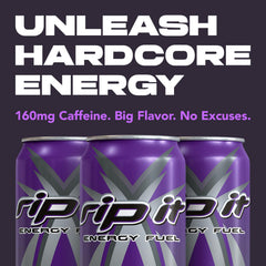 Rip It G-Force grape 12-pack on display, ready for the busy day ahead