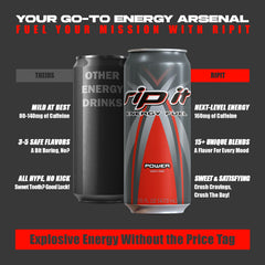 Rip-It Power 12-pack shot highlighting value and portability for busy days