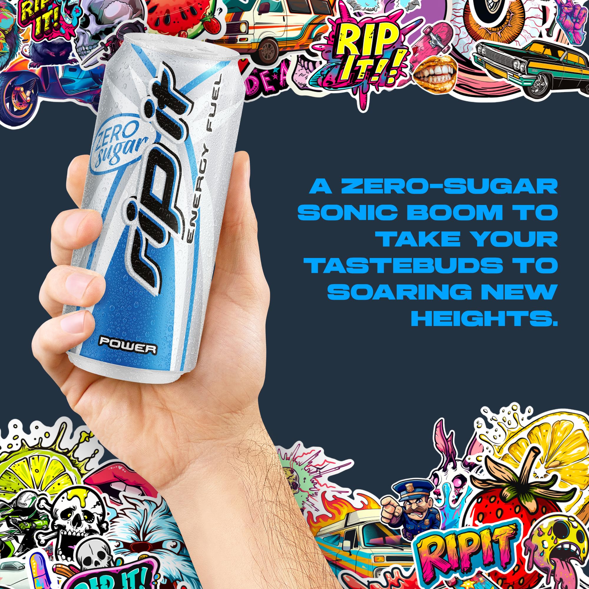 Rip-It Power Zero Sugar gym boost supports focus during workouts.