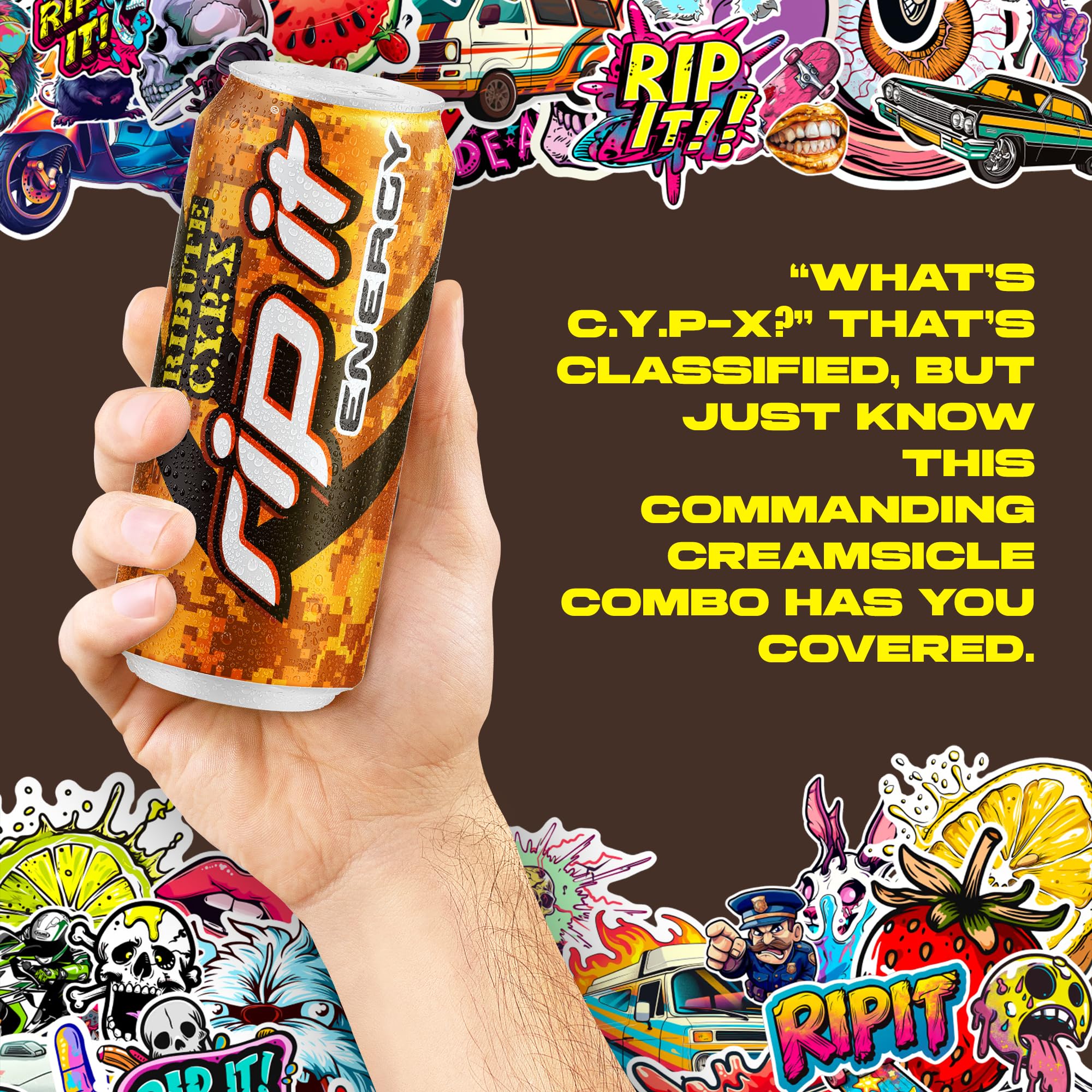 Rip It Tribute CYP-X American-made energy drink on desk ready for a workout.