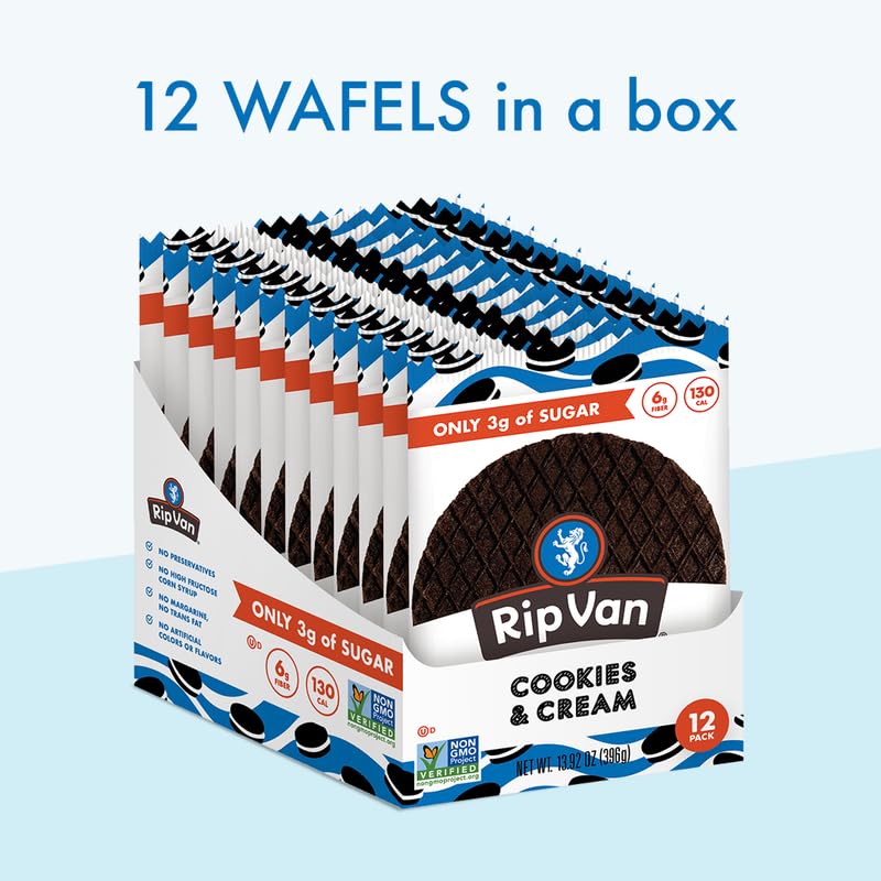 Rip Van Wafels Cookies & Cream individually wrapped stroopwafels for easy portability