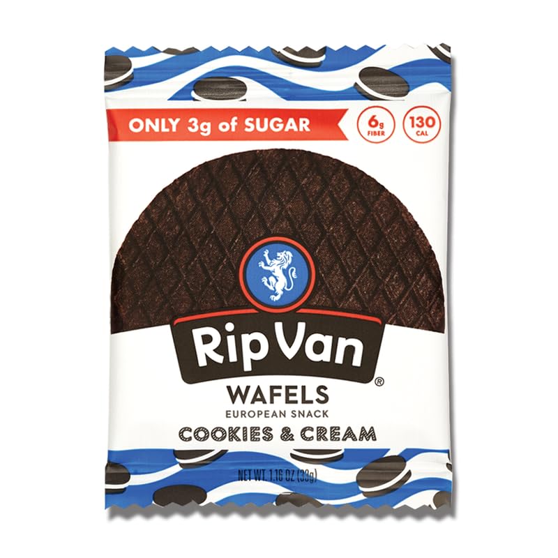 Rip Van Wafels Cookies & Cream on-office desk snack for a balanced, on-the-go bite