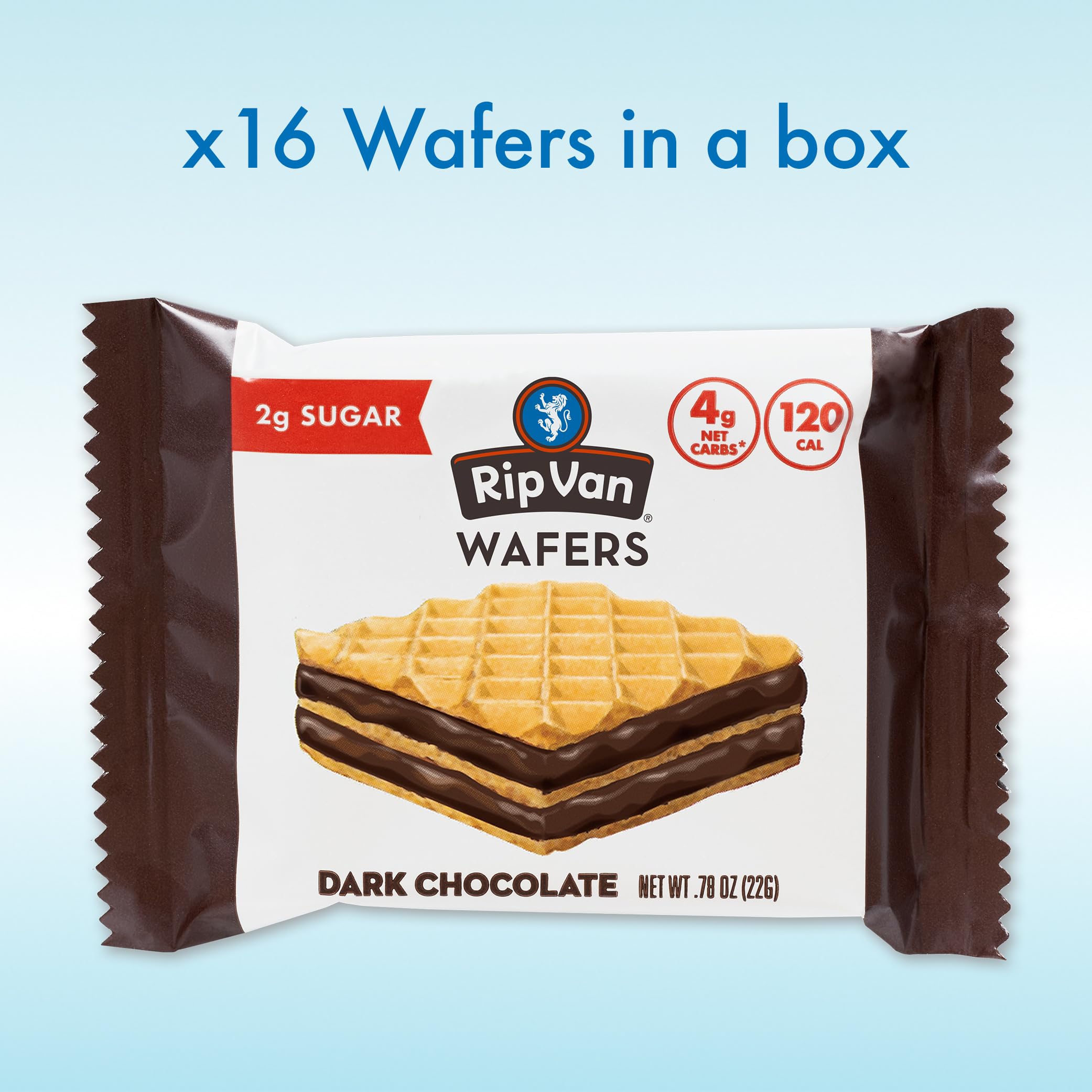 Rip Van Wafels dark chocolate wafer in lunchbox ideal for quick keto-friendly bite