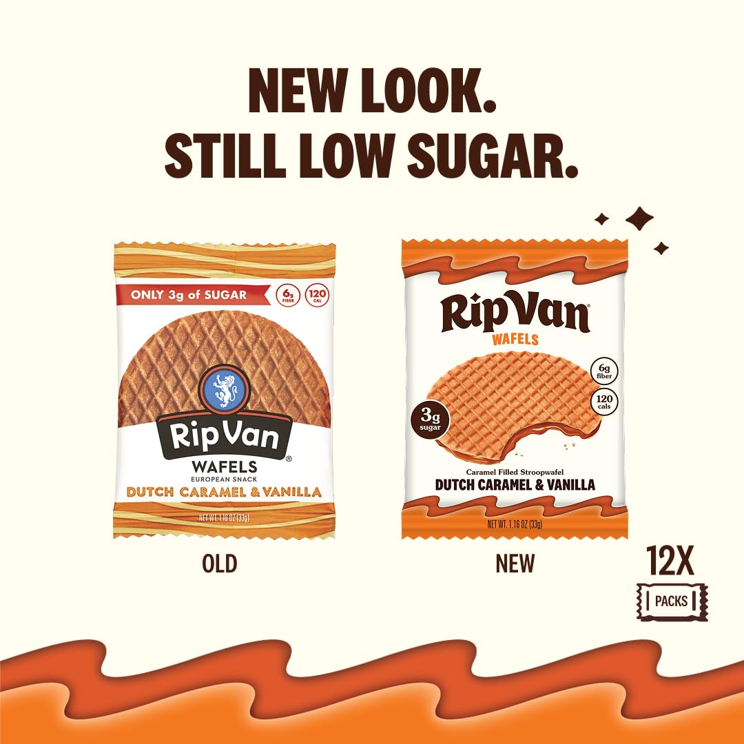 Rip Van Wafels Dutch Caramel & Vanilla stroopwafel served with coffee for breakfast.