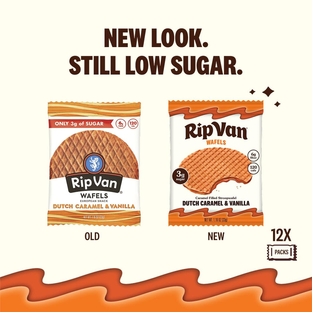 Rip Van Wafels Dutch Caramel & Vanilla stroopwafel served with coffee for breakfast.