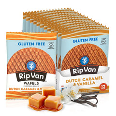 Rip Van Wafels gluten-free stroopwafel packaging for on-the-go snacking.