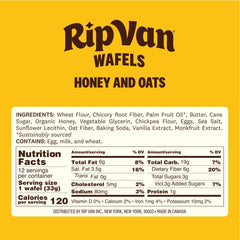 Rip Van Wafels Honey & Oats box on desk, grab-and-go healthy treat