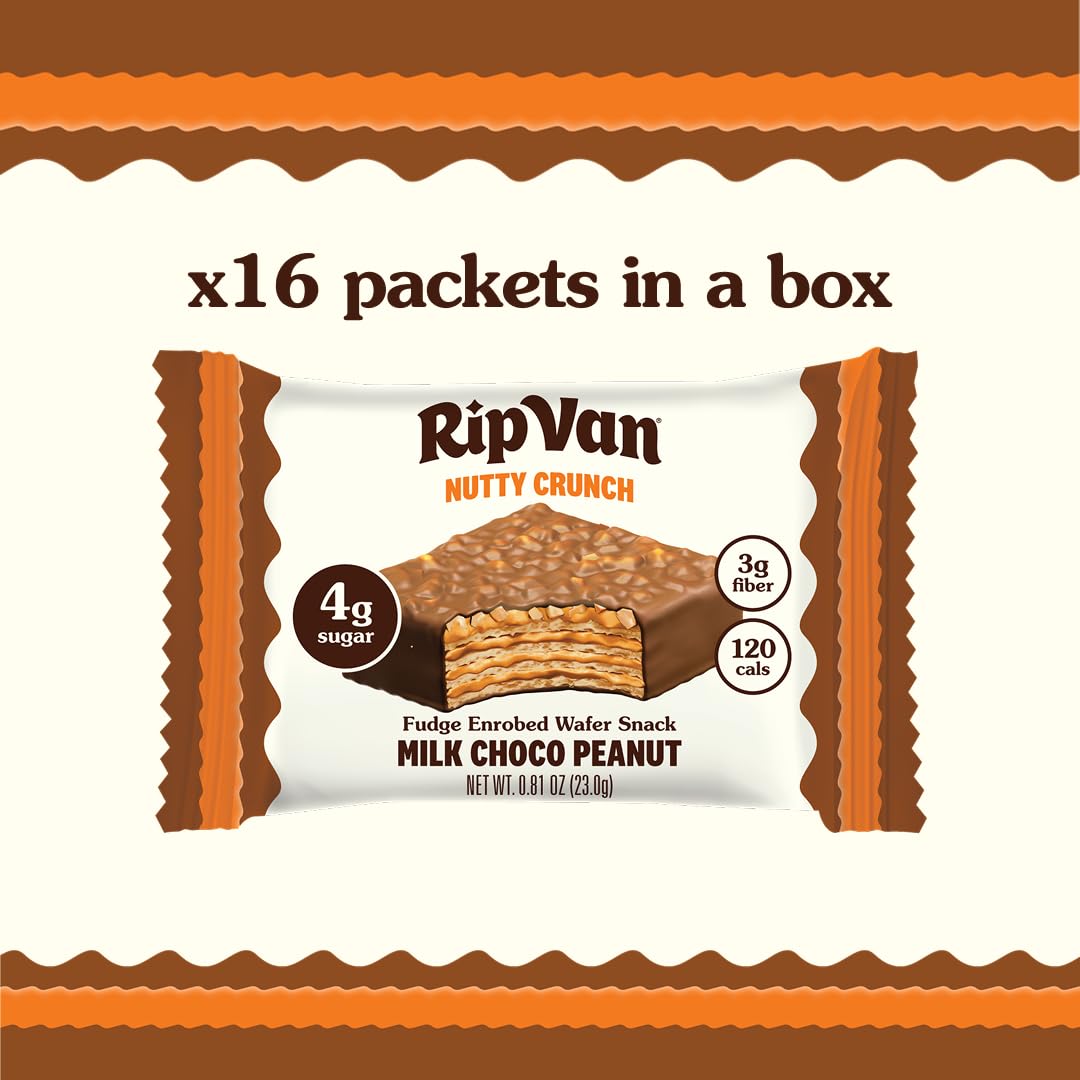 Rip Van Wafels Nutty Crunch wafer delivers 120 calories per serving for mindful snacking