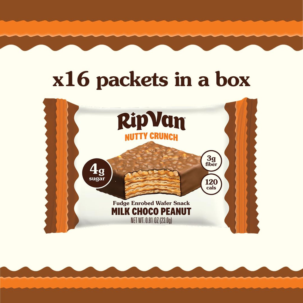 Rip Van Wafels Nutty Crunch wafer delivers 120 calories per serving for mindful snacking