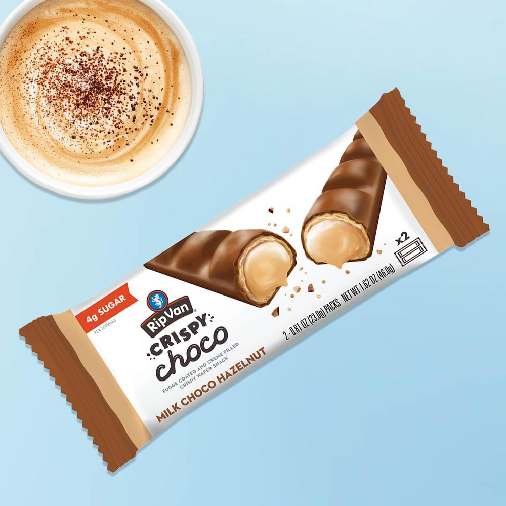 Rip Van Wafels On-the-desk snack scene, ready to enjoy anytime.