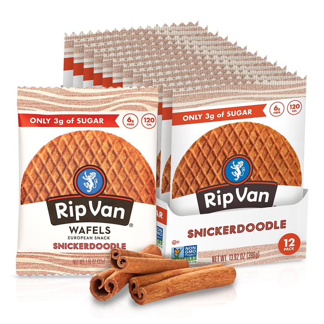 Rip Van Wafels Snickerdoodle Stroopwafels pack showing convenient snack option
