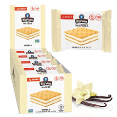Rip Van Wafels vanilla keto wafer packaging, ideal for a quick, low-sugar snack on the go.