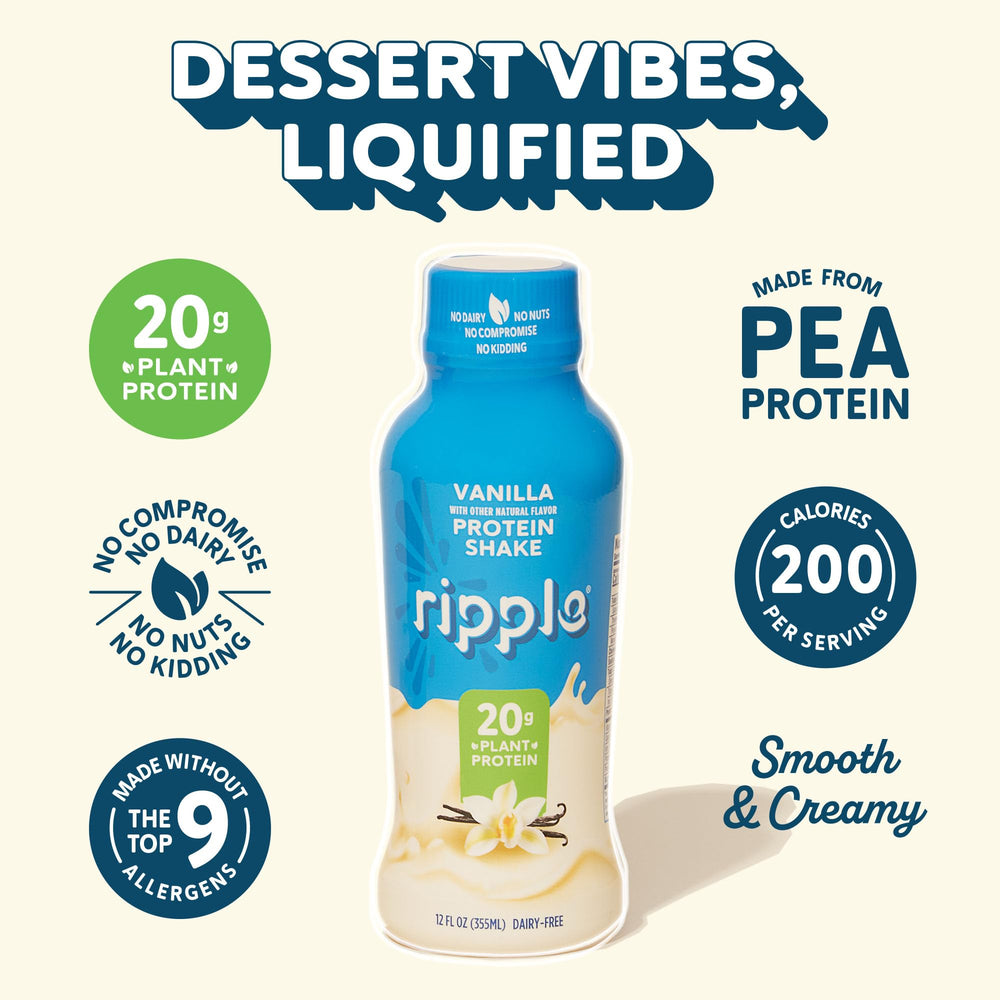 Ripple Vanilla shake in a glass ready for breakfast or post-workout