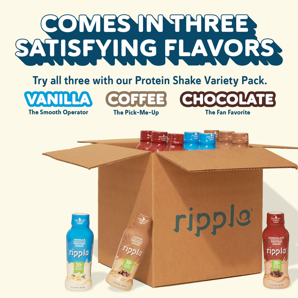 Ripple Vanilla plant-based shake on a kitchen counter for everyday wellness
