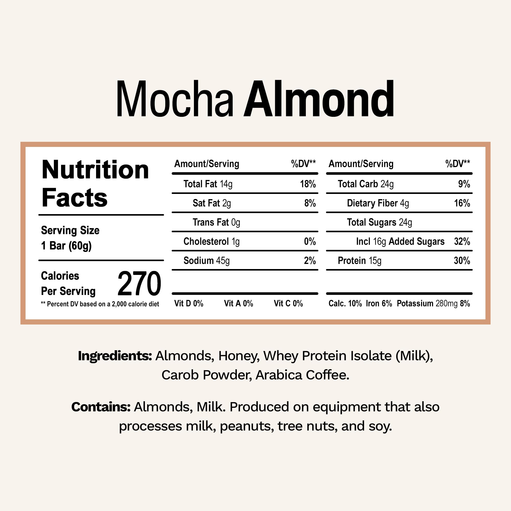 Rise Mocha Almond bar close-up showing texture and natural ingredients.