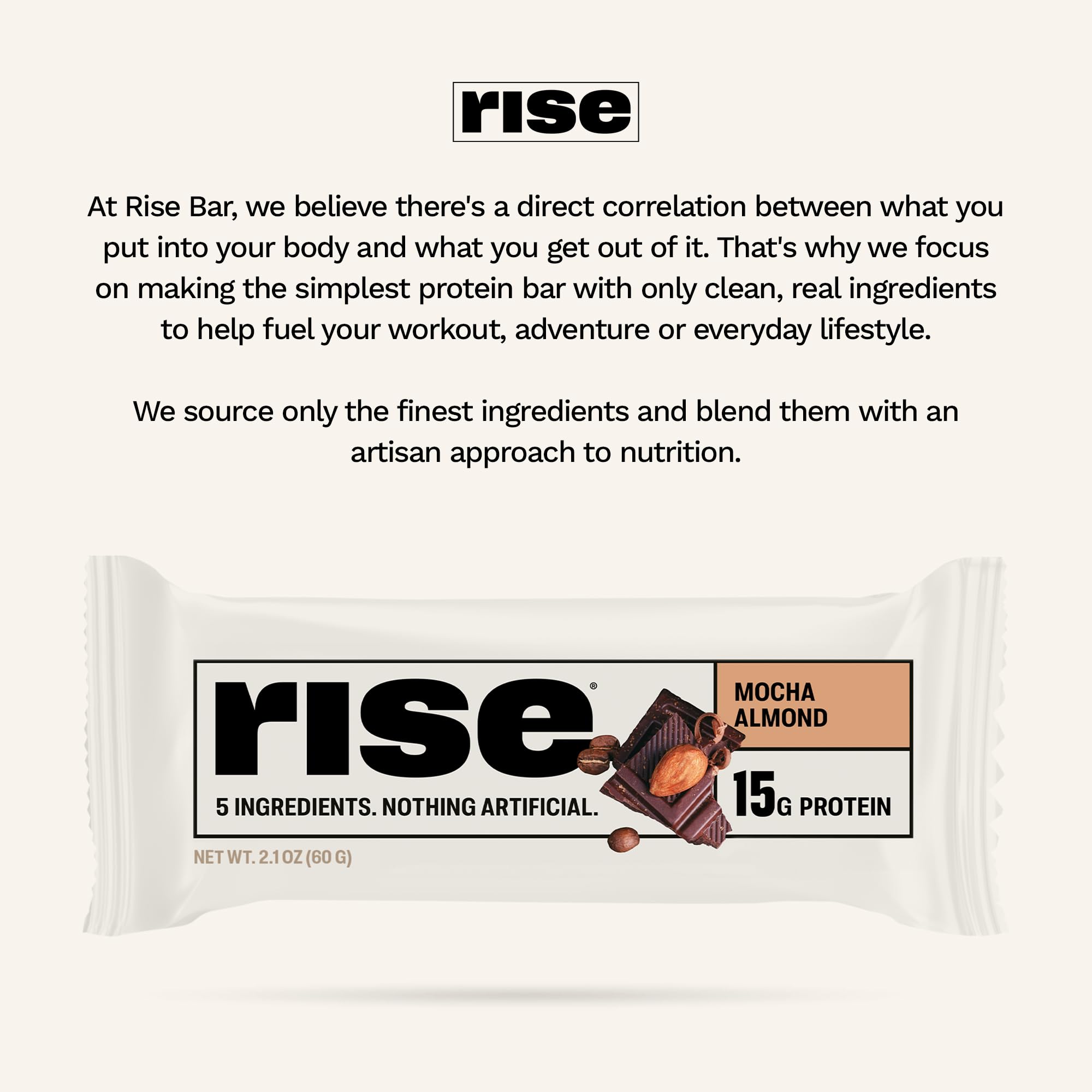 Rise Mocha Almond bar ready for pre-workout energy.