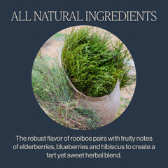 Rishi Blueberry Rooibos with schisandra berries adding wild floral notes.