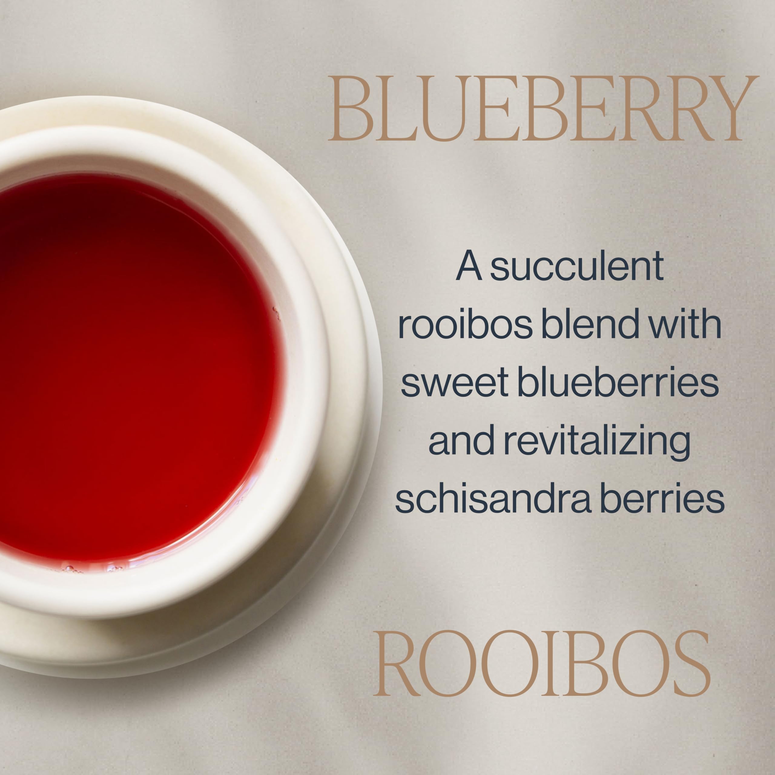 Rishi Blueberry Rooibos tea brewing in a teapot with visible color development.