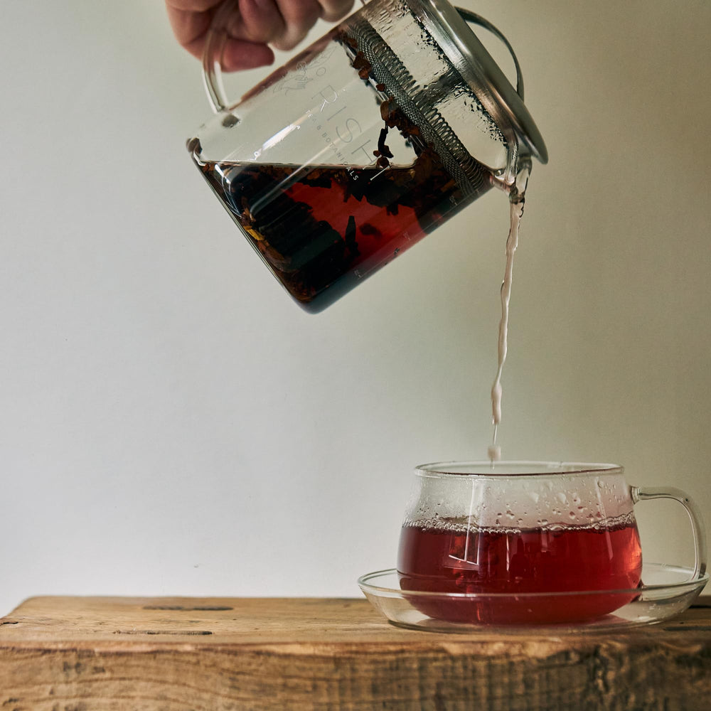 Rishi Tea packaging highlights ethical sourcing and quality.