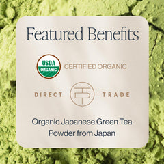 Steam rising from a cup of Rishi Barista Matcha