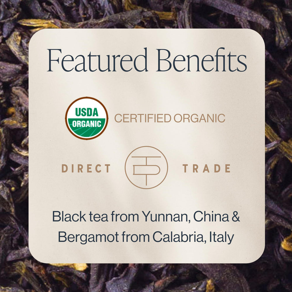 Rishi Tea bergamot-oil aroma highlighting citrus lift for afternoon tea