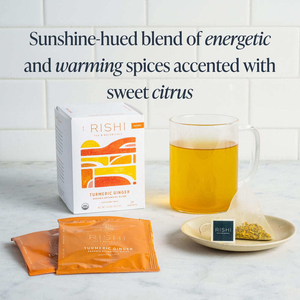 Biodegradable tea bags from Rishi supporting eco-friendly packaging.