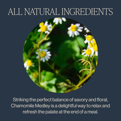 Mint and lemongrass blend in Rishi Chamomile Medley for refreshing flavor.