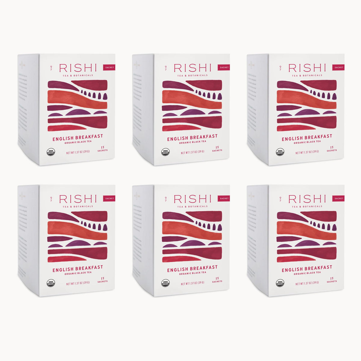 Rishi Tea English Breakfast sachet pack ready for convenient home brewing
