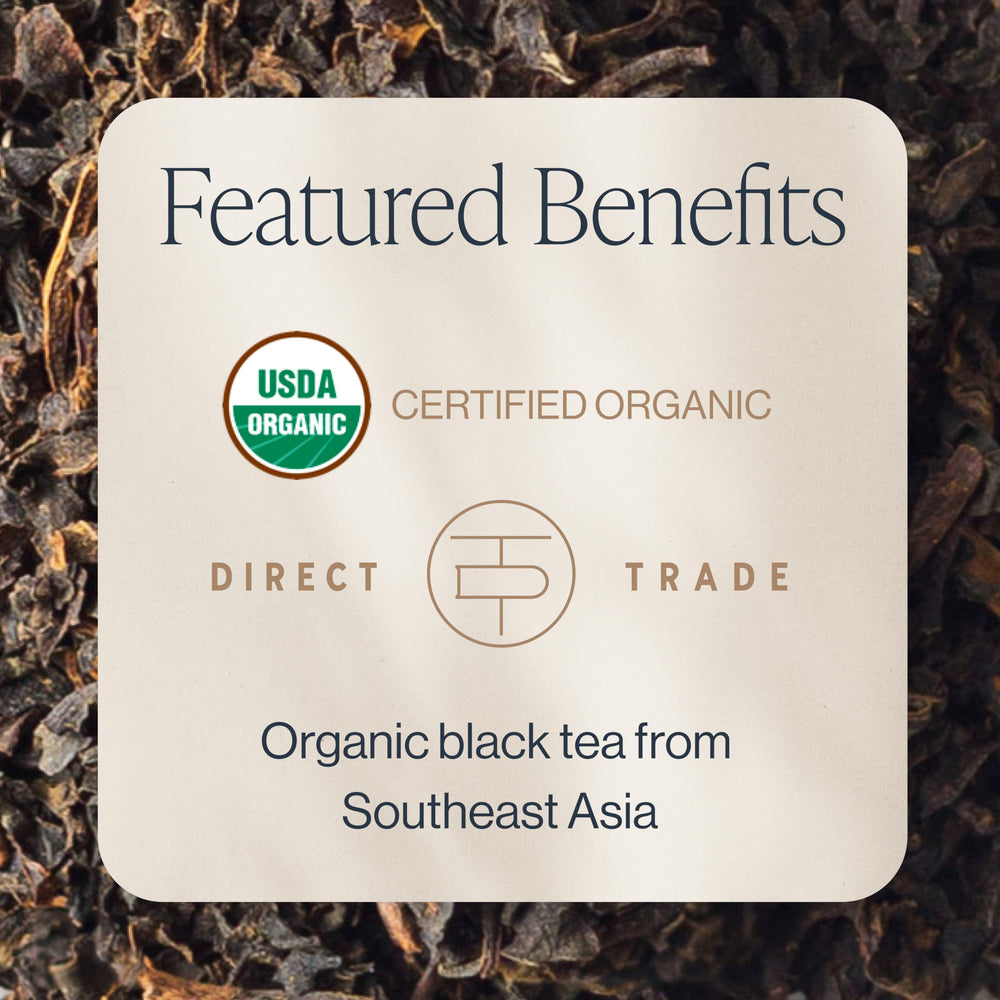 Rishi Tea English Breakfast steeped cup with rich malty notes.