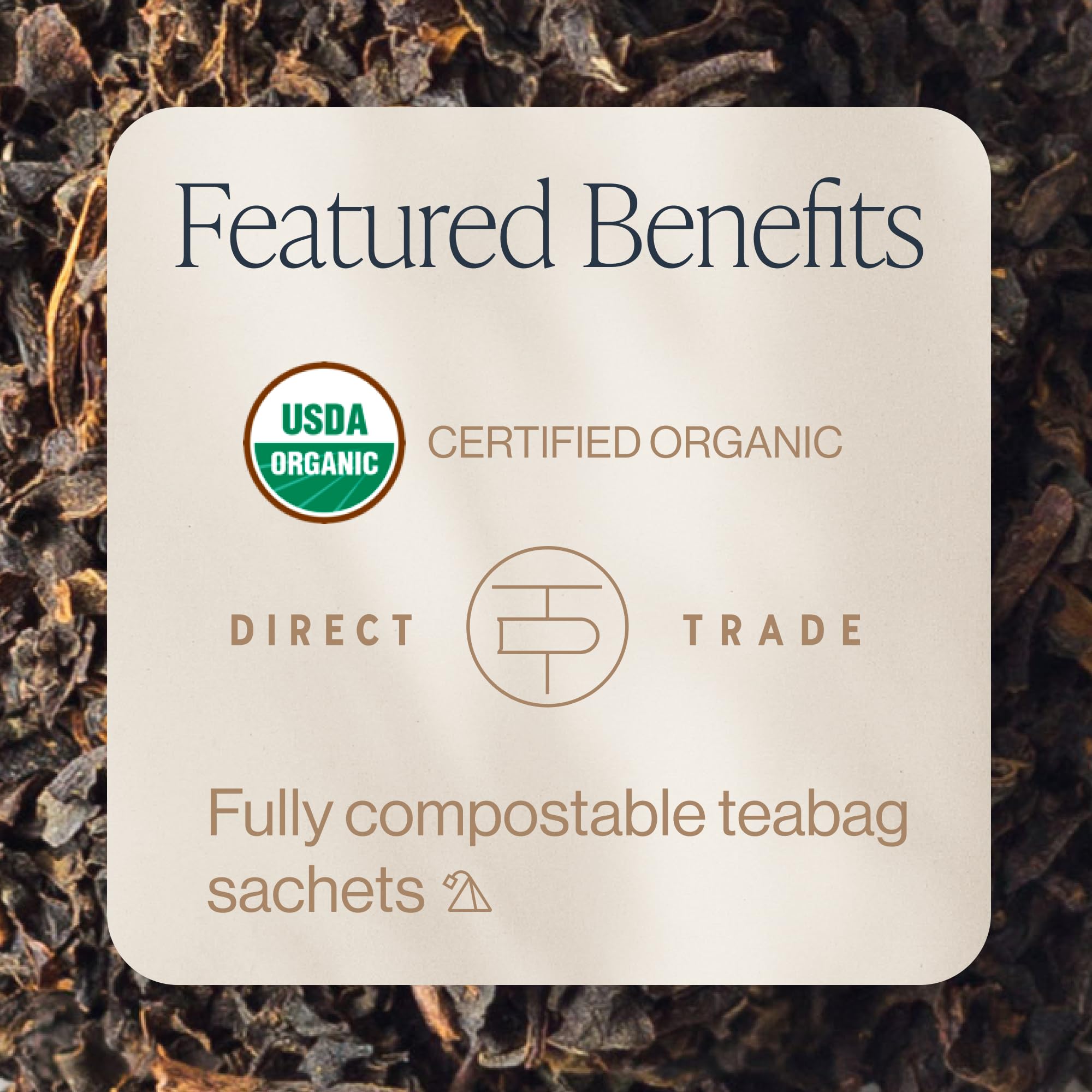 Rishi Tea English Breakfast brewed cup with rich red infusion and brisk flavor.