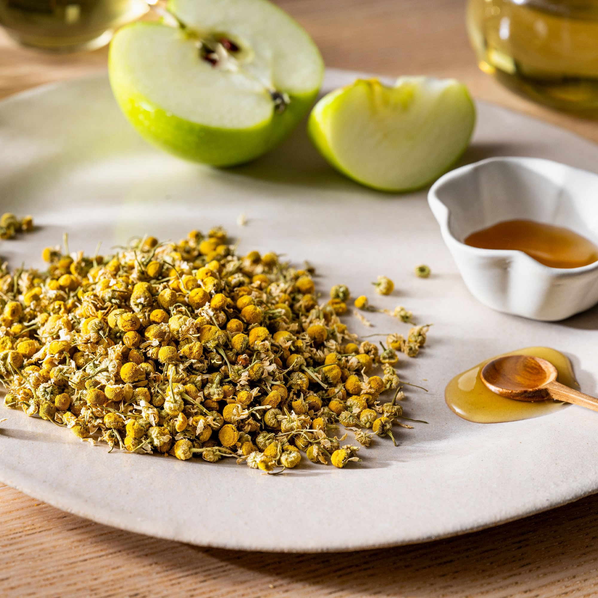 Rishi Tea Golden Chamomile Blossoms premium chamomile for a comforting evening ritual.