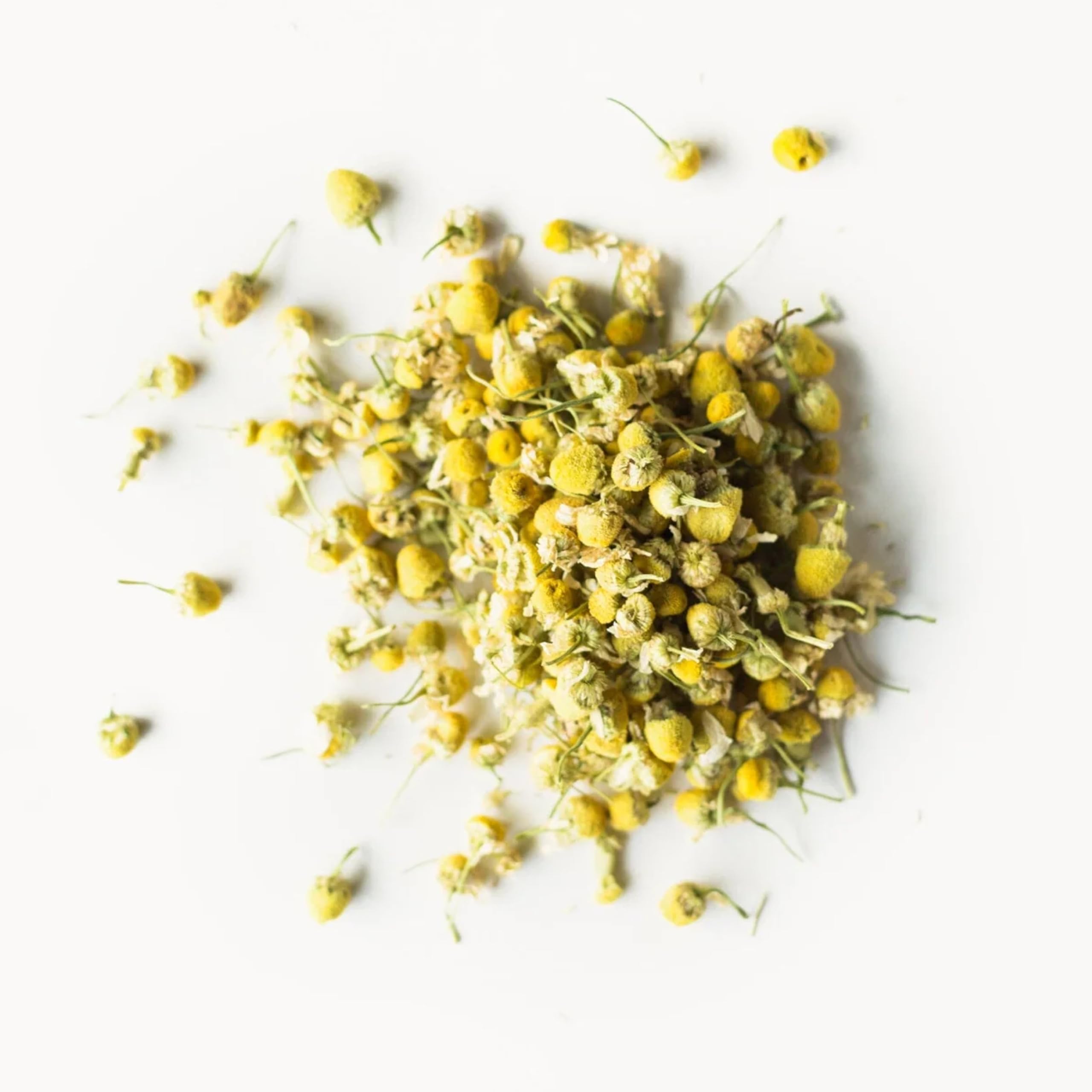 Rishi Tea Golden Chamomile Blossoms organic, kosher, non-GMO certifications and dairy-free.