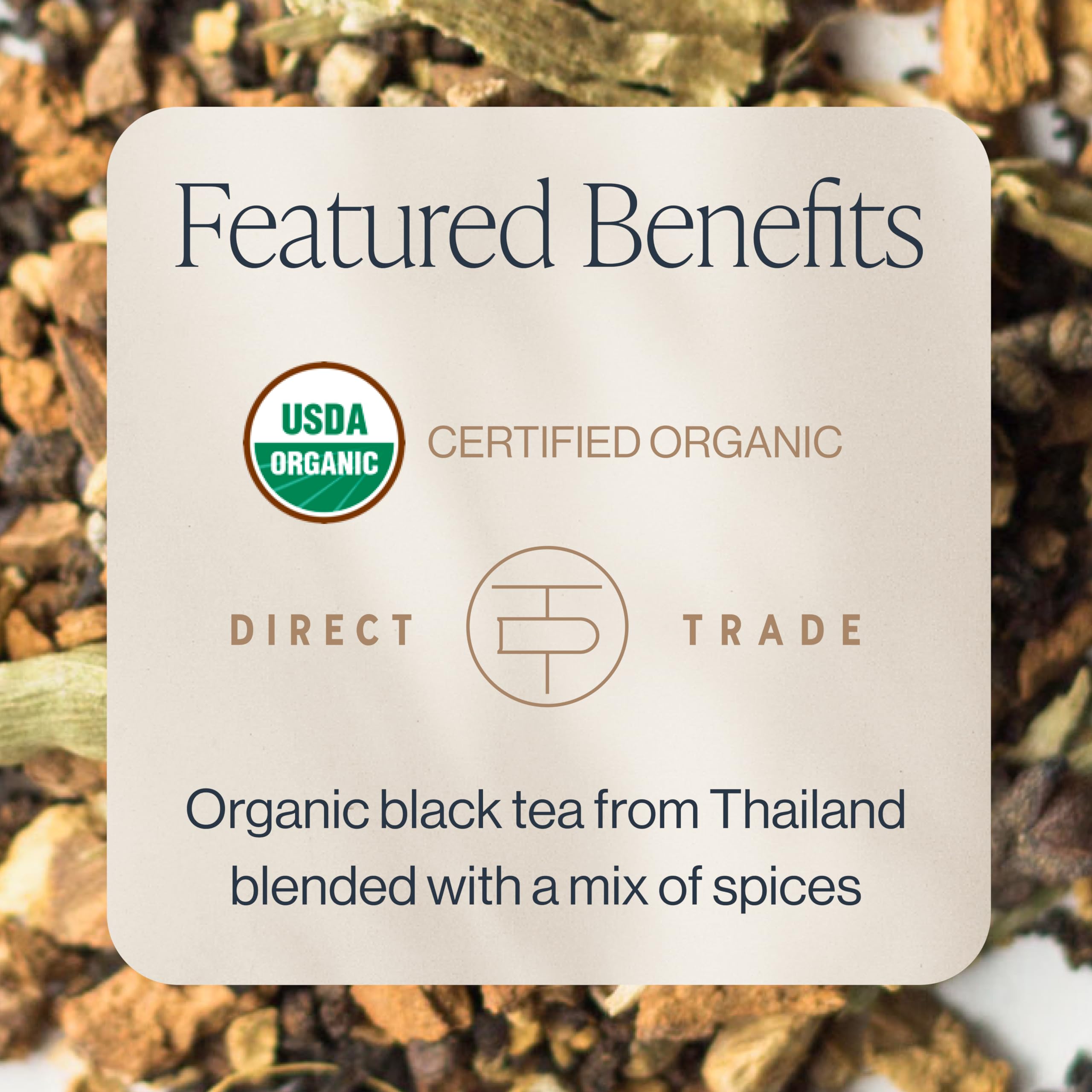 Rishi Tea Masala Chai spice blend close-up with ginger and cardamom