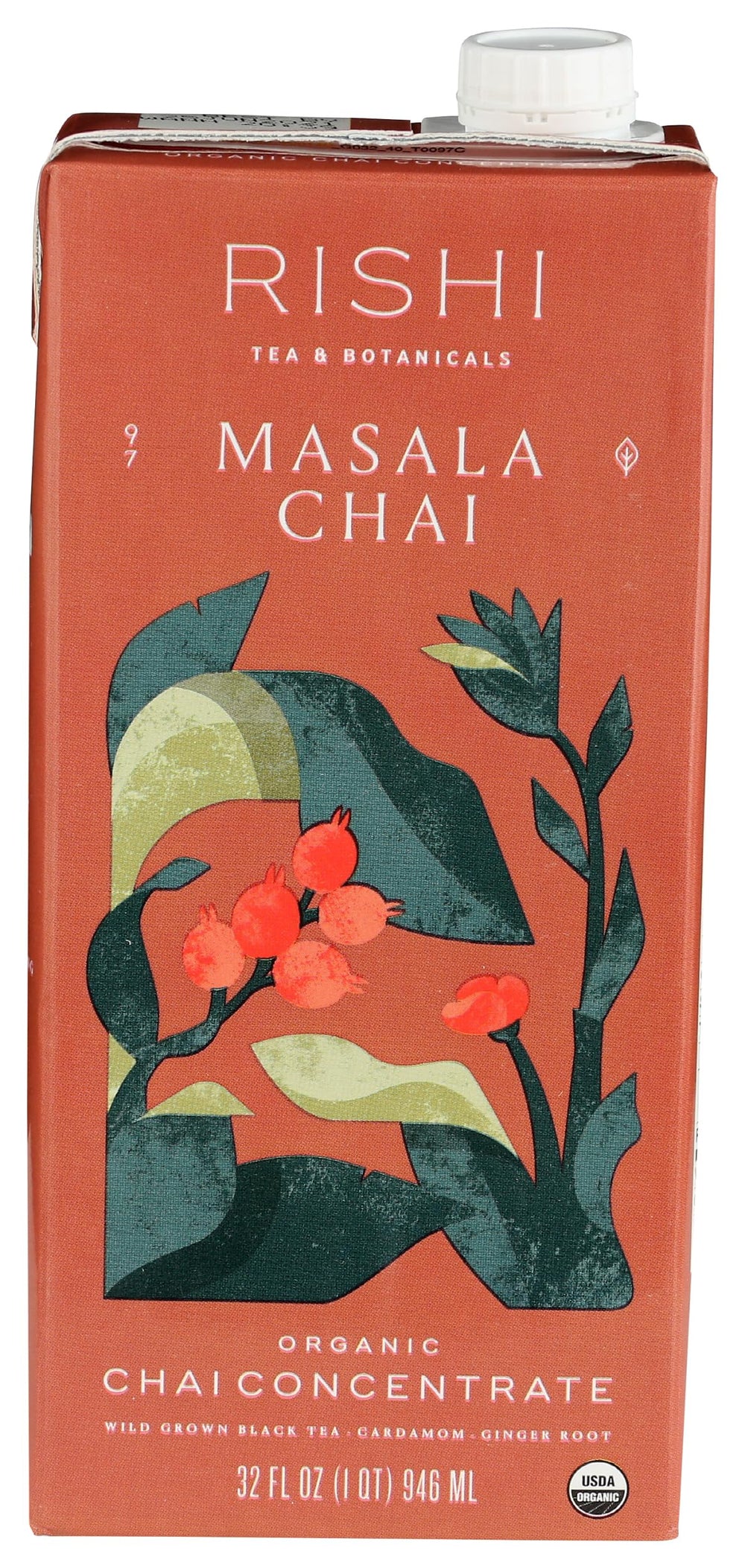 Rishi Tea Masala Chai concentrate bottle pour for a quick flavor boost.