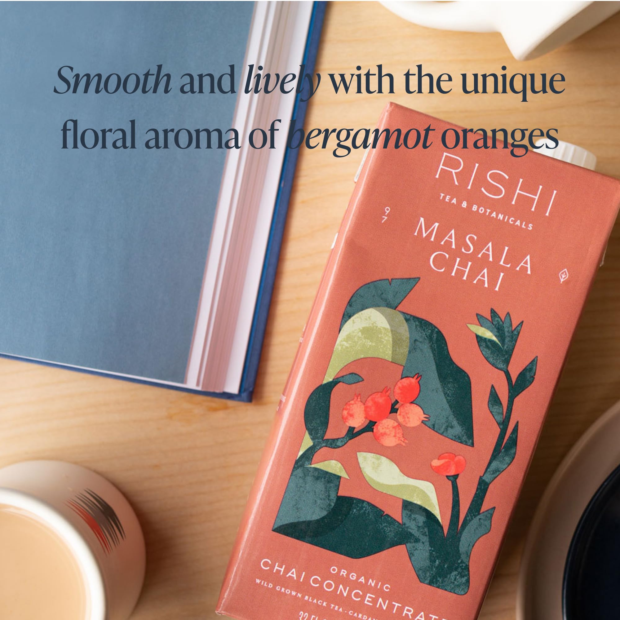 Close-up of spices and organic black tea in the Rishi blend.