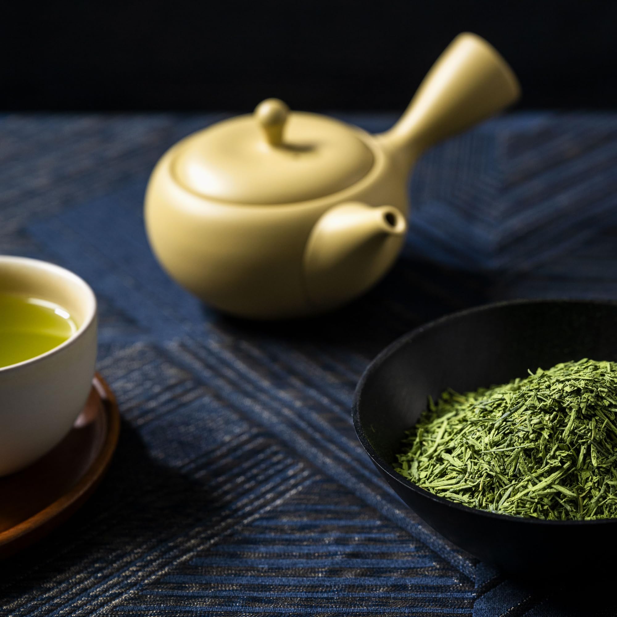 Rishi Tea Matcha Super Green boxed sachets on kitchen shelf.