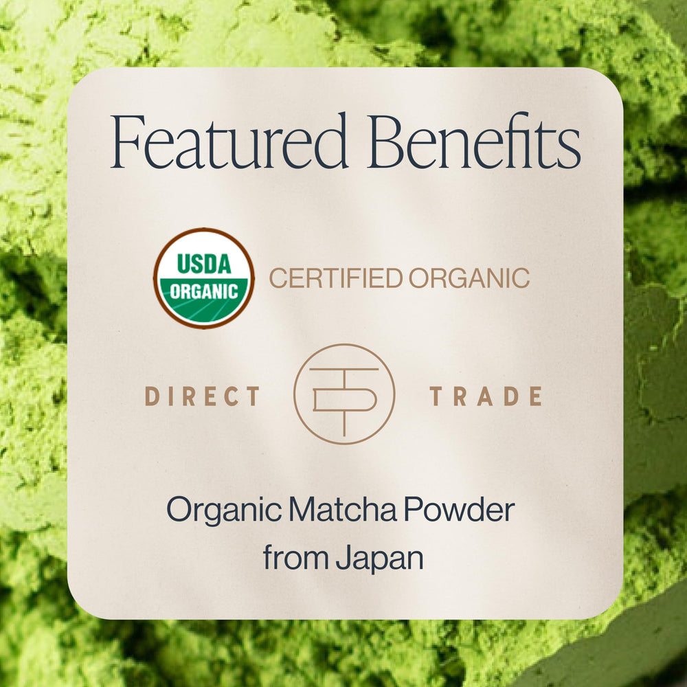 Rishi Tea organic ceremonial matcha powder close-up showing premium quality