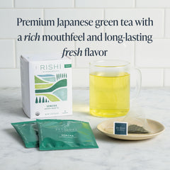 Organic Sencha Green Tea bags from Rishi for infusion